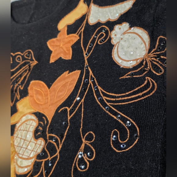 Vintage 90's Metalic Knit Sequined Sweater Womans Size M Fall Winter - Picture 5 of 7